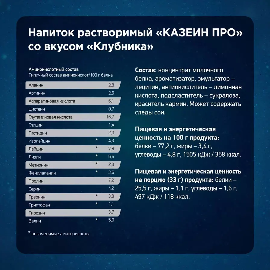 Протеин CASEIN PRO 1000 g Клубника