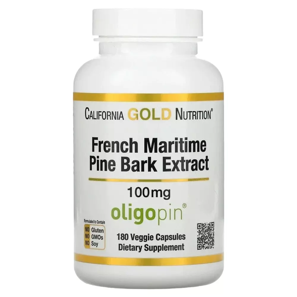 French Maritime Pine Bark Extract Oligopin Antioxidant Polyphenol 100 mg 180 Veggie Capsules