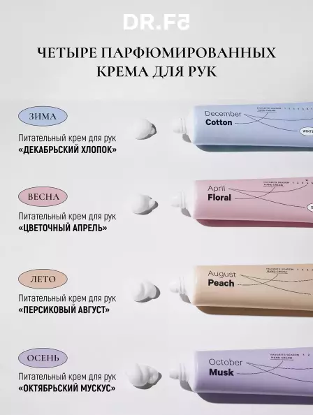 DR.F5 Крем для рук питательный увлажняющий парфюмированный Октябрьский мускус 30г Корея